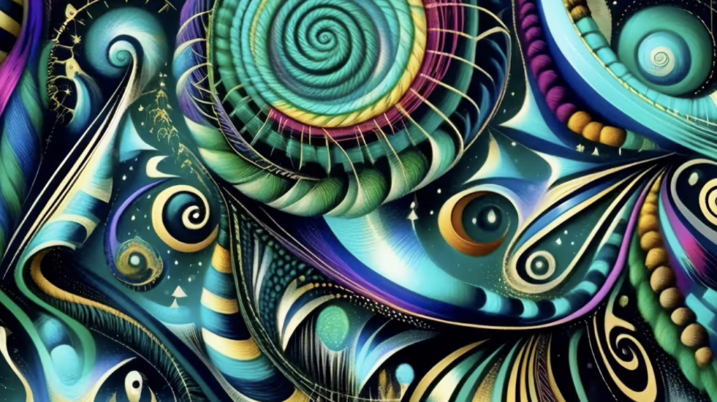 Vibrant green and teal organic fractals from 'The Mycelium of Mind,' 4K trippy lsd visuals.